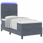vidaXL Letto con Rete a Molle e Materasso & LED Grigio Scuro 90x200 cm Velluto vidaXL Letto con Rete a Molle e Materasso & LED Grigio Scuro 90x200 cm Velluto