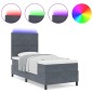 vidaXL Letto con Rete a Molle e Materasso & LED Grigio Scuro 90x200 cm Velluto vidaXL Letto con Rete a Molle e Materasso & LED Grigio Scuro 90x200 cm Velluto