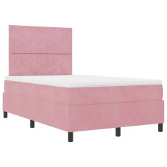 vidaXL Letto a Box Spring con Materasso e LED Rosa 120x190 cm in Velluto