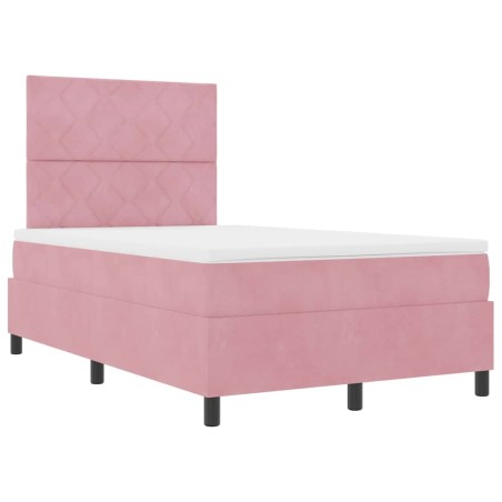 vidaXL Letto a Box Spring con Materasso e LED Rosa 120x190 cm in Velluto