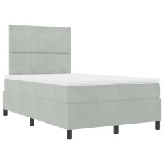 vidaXL Letto con Box Spring e Materasso & Luce LED Grigio Chiaro 120x200 cm Velluto