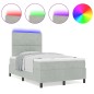 vidaXL Letto con Box Spring e Materasso & Luce LED Grigio Chiaro 120x200 cm Velluto vidaXL Letto con Box Spring e Materasso & Luce LED Grigio Chiaro 120x200 cm Velluto