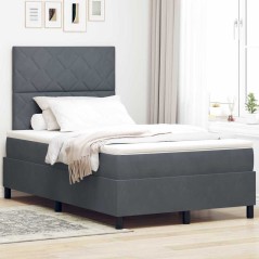 vidaXL Letto Box Spring con Materasso e LED Grigio Scuro 120x200 cm Velluto