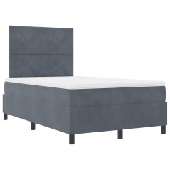 vidaXL Letto Box Spring con Materasso e LED Grigio Scuro 120x200 cm Velluto
