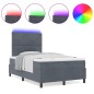 vidaXL Letto Box Spring con Materasso e LED Grigio Scuro 120x200 cm Velluto vidaXL Letto Box Spring con Materasso e LED Grigio Scuro 120x200 cm Velluto