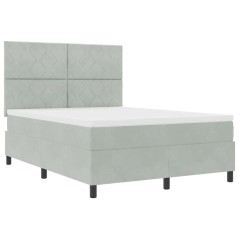 vidaXL Letto a Rete con Materasso & Luce LED Grigio Chiaro 140x190 cm Velluto