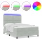 vidaXL Letto a Rete con Materasso & Luce LED Grigio Chiaro 140x190 cm Velluto