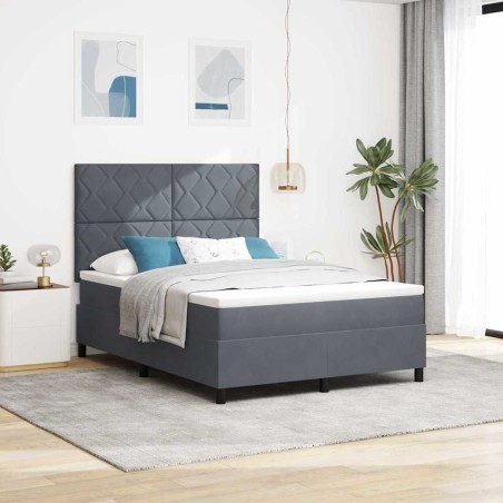 vidaXL Letto Box Spring con Materasso e LED Grigio Scuro 140x190 cm Velluto