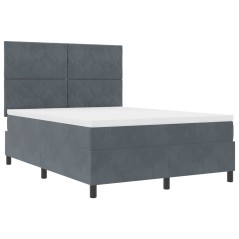 vidaXL Letto Box Spring con Materasso e LED Grigio Scuro 140x190 cm Velluto