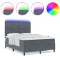 vidaXL Letto Box Spring con Materasso e LED Grigio Scuro 140x190 cm Velluto