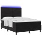 vidaXL Letto con Box Spring e Materasso & LED Nero 140x190 cm Velluto vidaXL Letto con Box Spring e Materasso & LED Nero 140x190 cm Velluto