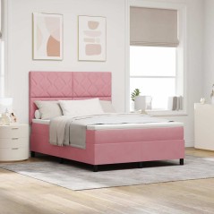 vidaXL Letto a Molle con Materasso e LED Rosa 140x190 cm Velluto