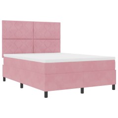 vidaXL Letto a Molle con Materasso e LED Rosa 140x190 cm Velluto