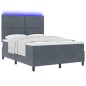 vidaXL Letto Box Spring con Materasso & LED Grigio Scuro 140x200 cm Velluto vidaXL Letto Box Spring con Materasso & LED Grigio Scuro 140x200 cm Velluto