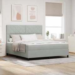 vidaXL Letto con Rete a Molle e Materasso & Luce LED Grigio Chiaro 180x200 cm Velluto
