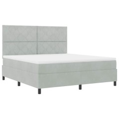 vidaXL Letto con Rete a Molle e Materasso & Luce LED Grigio Chiaro 180x200 cm Velluto