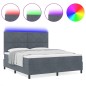vidaXL Letto Box Spring con Materasso e LED Grigio Scuro 180x200 cm Velluto vidaXL Letto Box Spring con Materasso e LED Grigio Scuro 180x200 cm Velluto