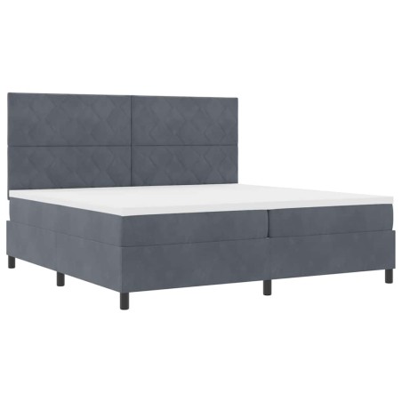 Letto Box Spring con Materasso e LED Grigio Scuro 200x200 cm in Velluto