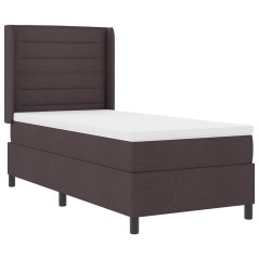 vidaXL Letto con Molle e Materasso & LED Marrone Scuro 80x200 cm in Tessuto