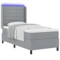 vidaXL Letto Box Spring con Materasso e LED Grigio Chiaro 90 x 200 cm in Tessuto