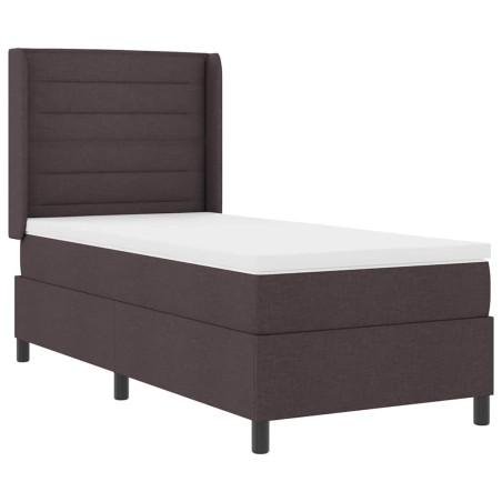 vidaXL Letto a Molle con Materasso e LED Marrone Scuro 100x200 cm, Tessuto