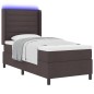 vidaXL Letto a Molle con Materasso e LED Marrone Scuro 100x200 cm, Tessuto vidaXL Letto a Molle con Materasso e LED Marrone Scuro 100x200 cm, Tessuto