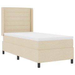 vidaXL Letto con box, materasso e LED crema, 100 x 200 cm, in tessuto.