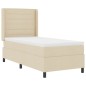 vidaXL Letto con box, materasso e LED crema, 100 x 200 cm, in tessuto. vidaXL Letto con box, materasso e LED crema, 100 x 200 cm, in tessuto.