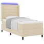 vidaXL Letto con box, materasso e LED crema, 100 x 200 cm, in tessuto. vidaXL Letto con box, materasso e LED crema, 100 x 200 cm, in tessuto.