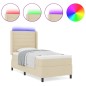 vidaXL Letto con box, materasso e LED crema, 100 x 200 cm, in tessuto. vidaXL Letto con box, materasso e LED crema, 100 x 200 cm, in tessuto.