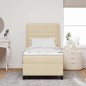 vidaXL Letto con box, materasso e LED crema, 100 x 200 cm, in tessuto. vidaXL Letto con box, materasso e LED crema, 100 x 200 cm, in tessuto.