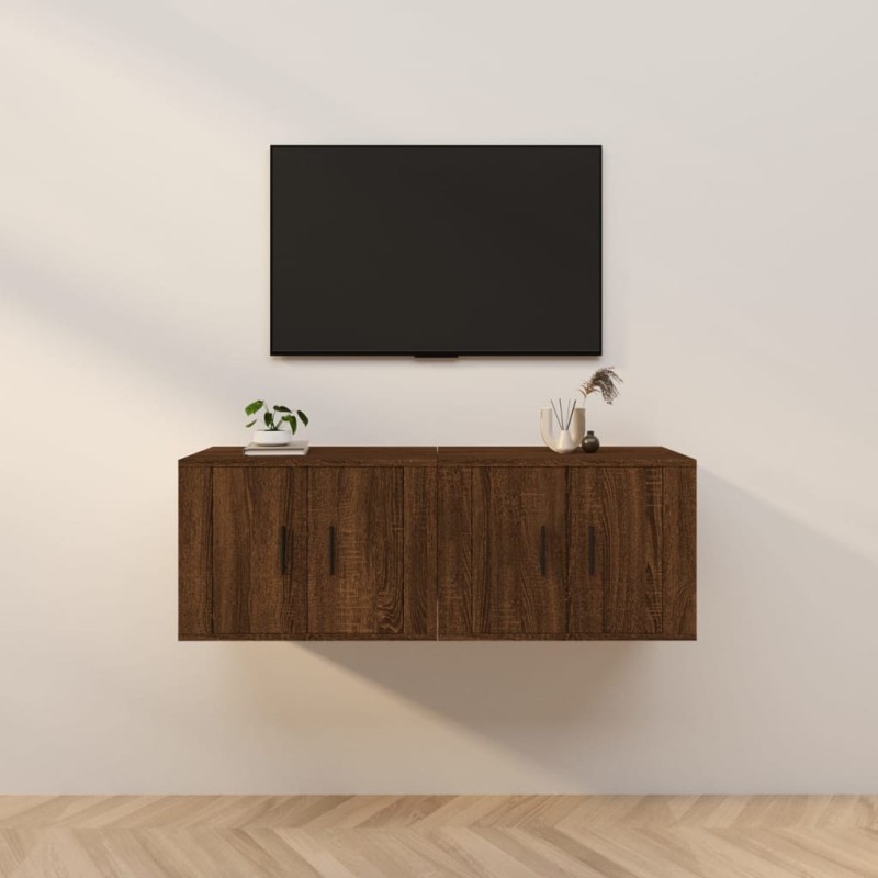 Mobili Porta TV a Parete 2 pz Rovere Marrone 57x34,5x40 cm Mobili Porta TV a Parete 2 pz Rovere Marrone 57x34,5x40 cm