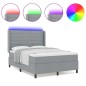 vidaXL Letto a molle con materasso e LED grigio chiaro 160x200 cm in tessuto