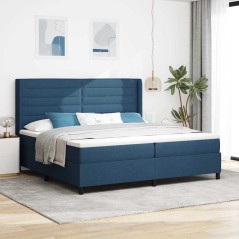 vidaXL Letto con molla e materasso & LED blu 200x200 cm in tessuto