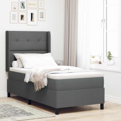vidaXL Letto con molle e materasso LED grigio scuro, 80x200 cm, in tessuto