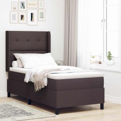 vidaXL Letto con molle e materasso & LED marrone scuro 90x200 cm in tessuto