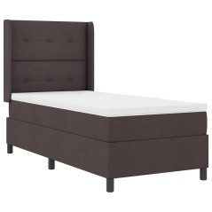 vidaXL Letto con molle e materasso & LED marrone scuro 90x200 cm in tessuto