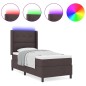 vidaXL Letto con molle e materasso & LED marrone scuro 90x200 cm in tessuto vidaXL Letto con molle e materasso & LED marrone scuro 90x200 cm in tessuto