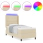 vidaXL Letto a Box con Materasso e LED Crema 100x200 cm in tessuto