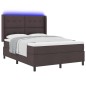 vidaXL Letto a Molle con Materasso e LED Marrone Scuro 140x200 cm vidaXL Letto a Molle con Materasso e LED Marrone Scuro 140x200 cm