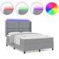 vidaXL Letto a molle con materasso e LED grigio chiaro 160x200 cm, tessuto.