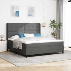 vidaXL Letto a Molle con Materasso & LED Grigio Scuro 180x200 cm in Tessuto