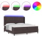 vidaXL Letto con molle e materasso & LED, marrone scuro, 200x200 cm, tessuto vidaXL Letto con molle e materasso & LED, marrone scuro, 200x200 cm, tessuto