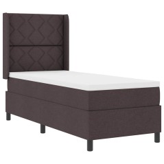vidaXL Letto a Molle con Materasso e LED Marrone Scuro 80x200 cm in Tessuto
