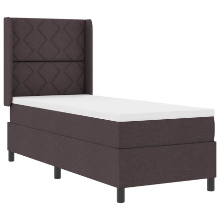 vidaXL Letto a Molle con Materasso e LED Marrone Scuro 80x200 cm in Tessuto