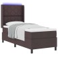 vidaXL Letto a Molle con Materasso e LED Marrone Scuro 80x200 cm in Tessuto