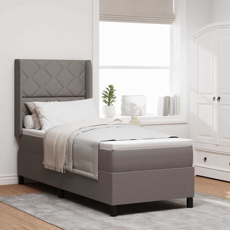 vidaXL Letto a box con materasso e LED in Taupe, 80x200 cm in tessuto vidaXL Letto a box con materasso e LED in Taupe, 80x200 cm in tessuto