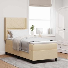 vidaXL Letto con molle e materasso e LED Crema 80x200 cm in tessuto