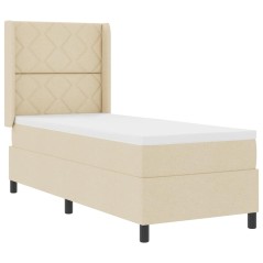 vidaXL Letto con molle e materasso e LED Crema 80x200 cm in tessuto