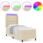 vidaXL Letto con molle e materasso e LED Crema 80x200 cm in tessuto vidaXL Letto con molle e materasso e LED Crema 80x200 cm in tessuto